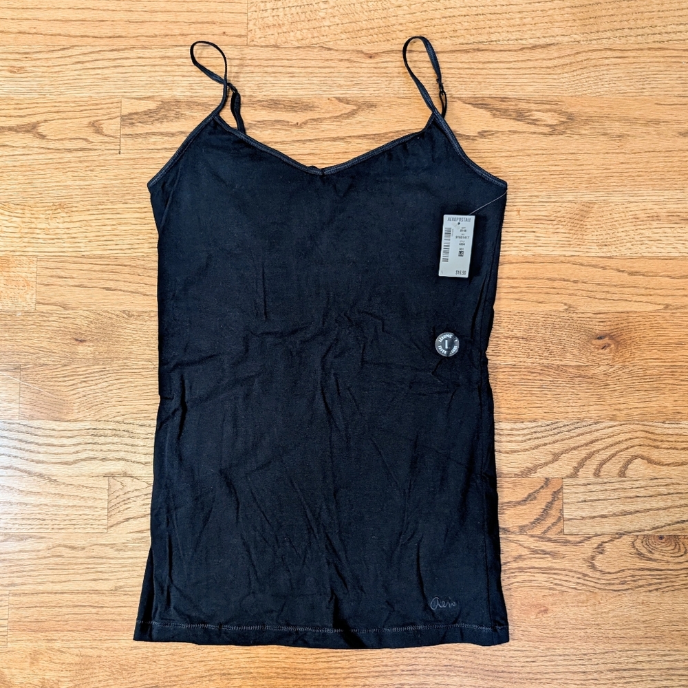 Aeropostale Junior's Favorite Cami Y2K Black Stretch Tank Top Size L